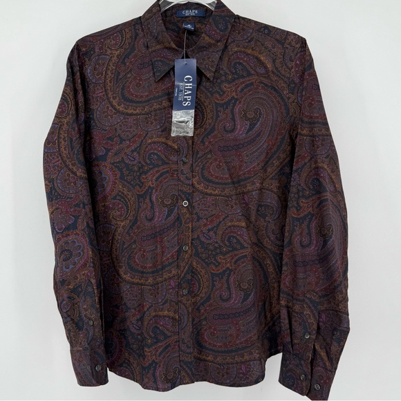 Chaps Paisley Womens Long Sleeve Button Up Maroon Western Festival Country M. - Picture 1 of 14